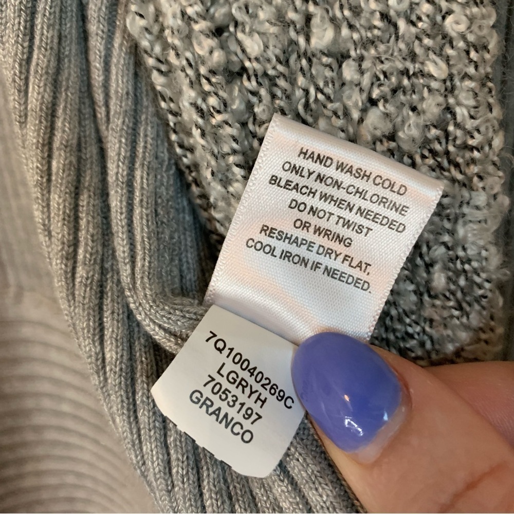 One World Gray Open Front Ribbed Long Asymmetrical Cardigan, Size L - Picture 5 of 7